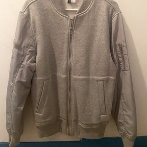H&M Bomber Jacket Gray with Nylon Sleeves